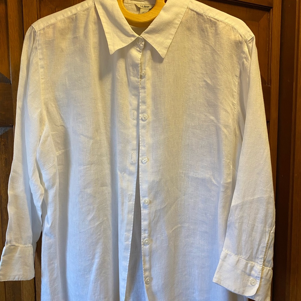 L.L. Bean Women’s White Casual Linen Shirt
